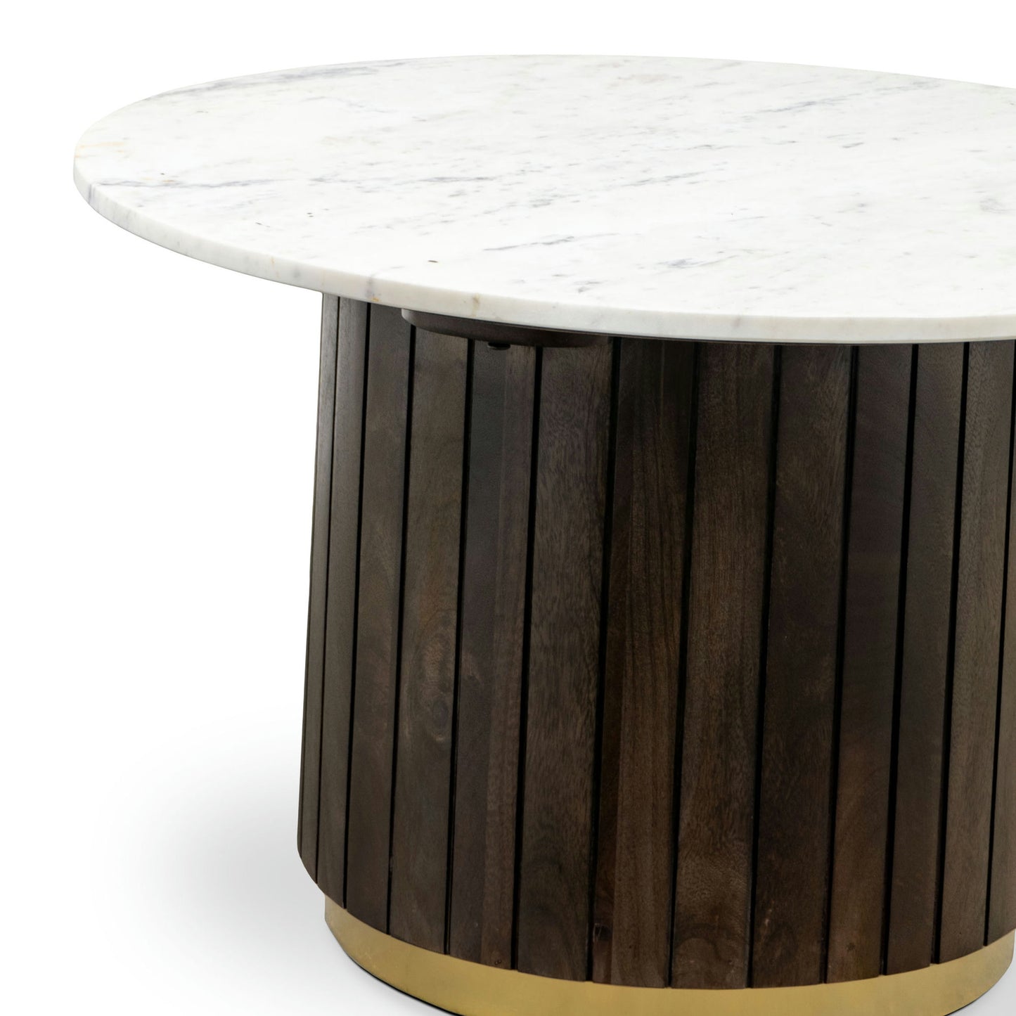 Lenox 30" Round Wood And Stone Coffee Table