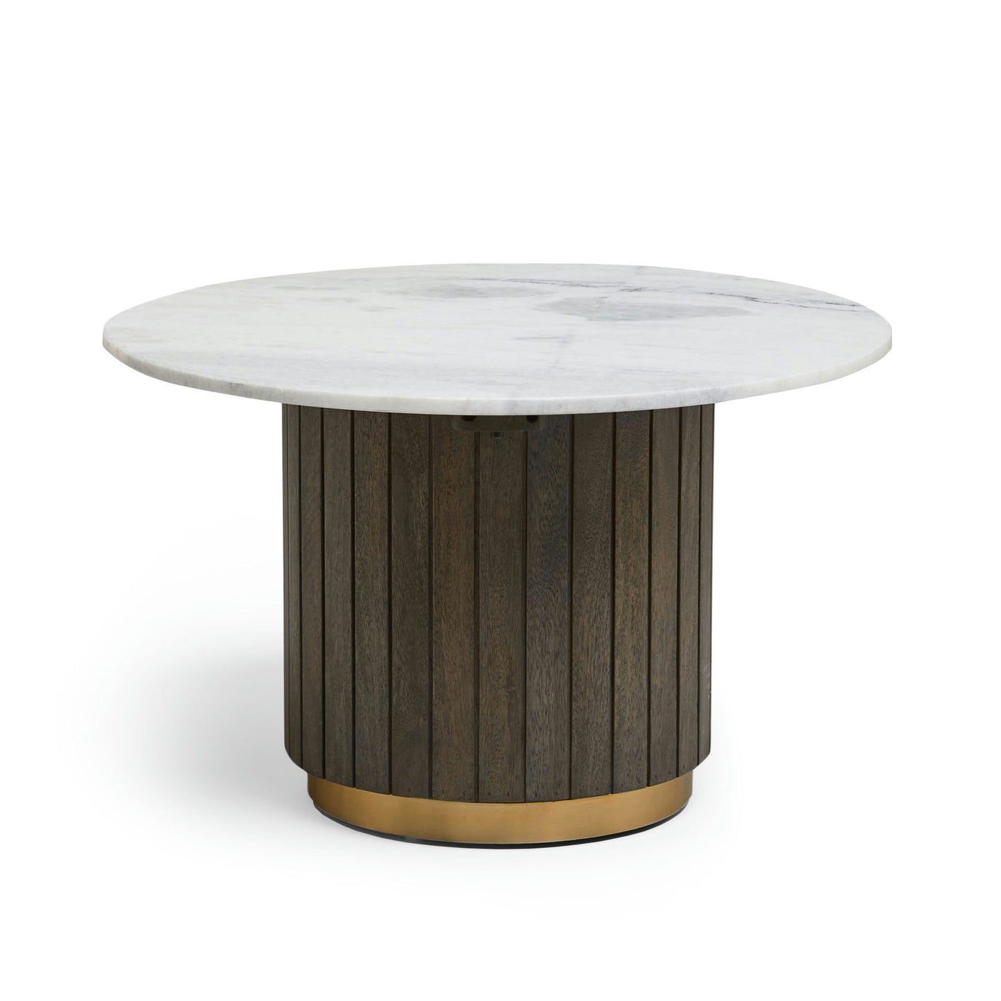 Lenox 30" Round Wood And Stone Coffee Table