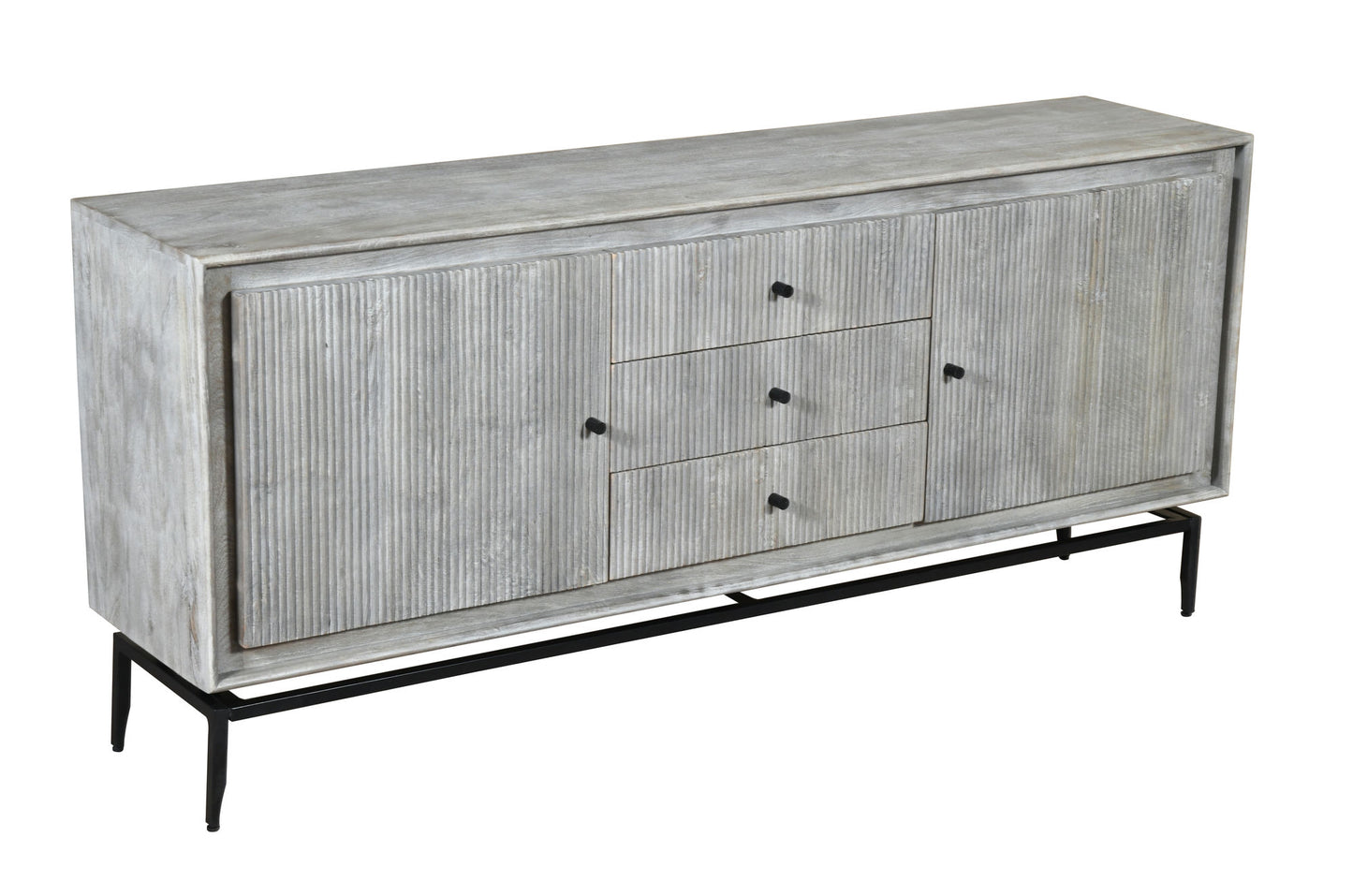 Camilo 69" Wide 3 Door Gray Wood Sideboard