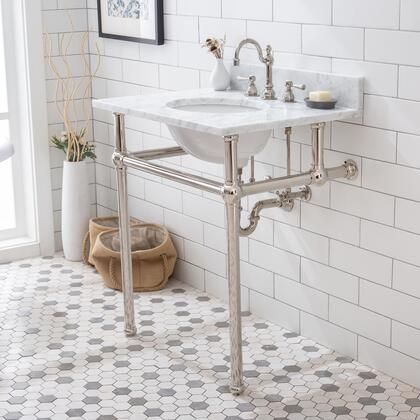 Embassy 30" single wash stand. P-Trap / Counter Top with Basin included. Polished nickel (PVD) finish.