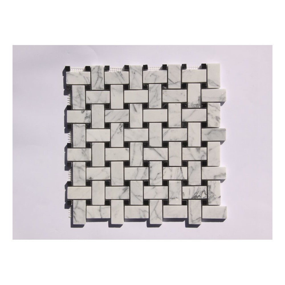 1" X 2" Stone Mosaic Wall Tile In White