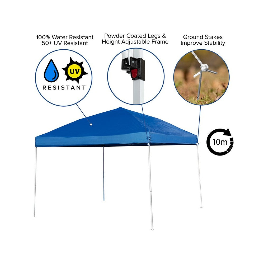 10'x10' Blue Outdoor Pop Up Event Slanted Leg Canopy Tent with Carry Bag