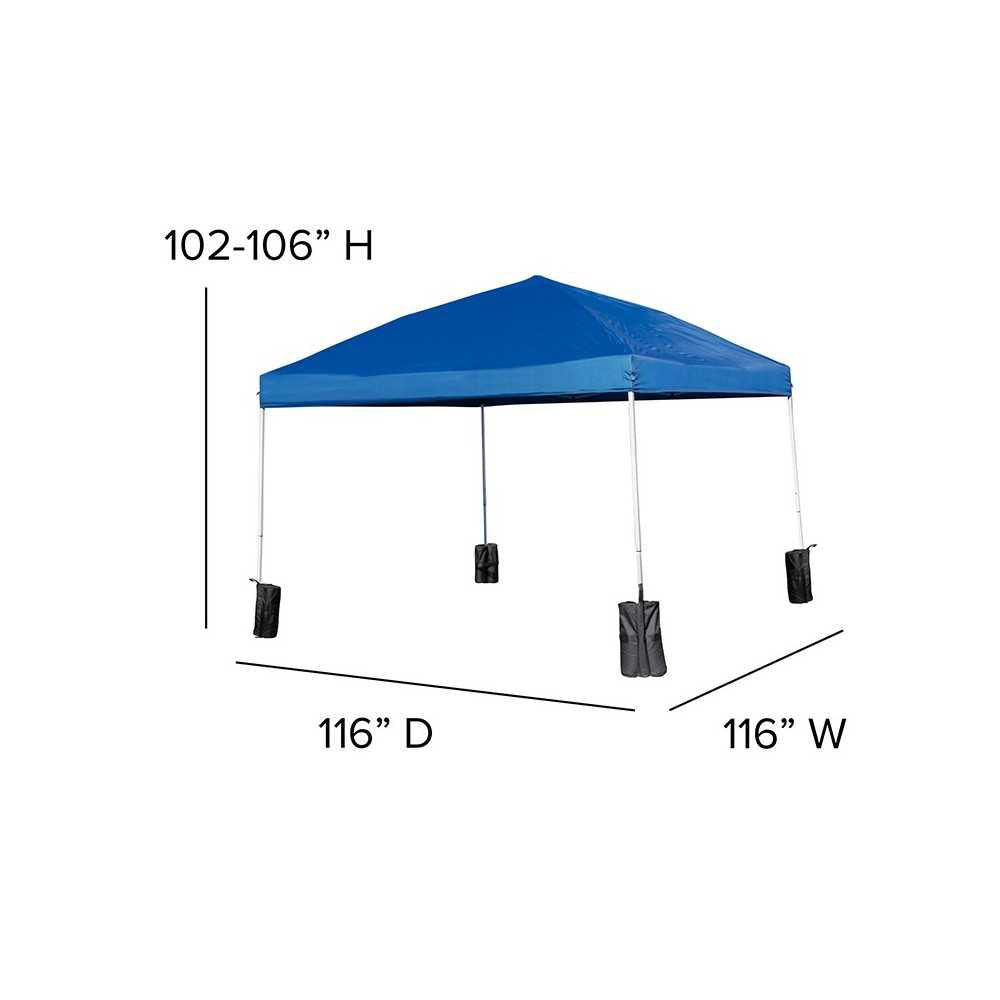 10'x10' Blue Pop Up Event Straight Leg Canopy Tent with Sandbags and Wheeled Case