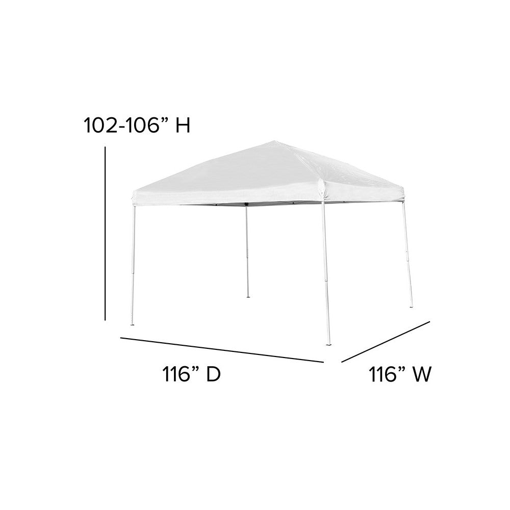 10'x10' White Outdoor Pop Up Event Slanted Leg Canopy Tent with Carry Bag