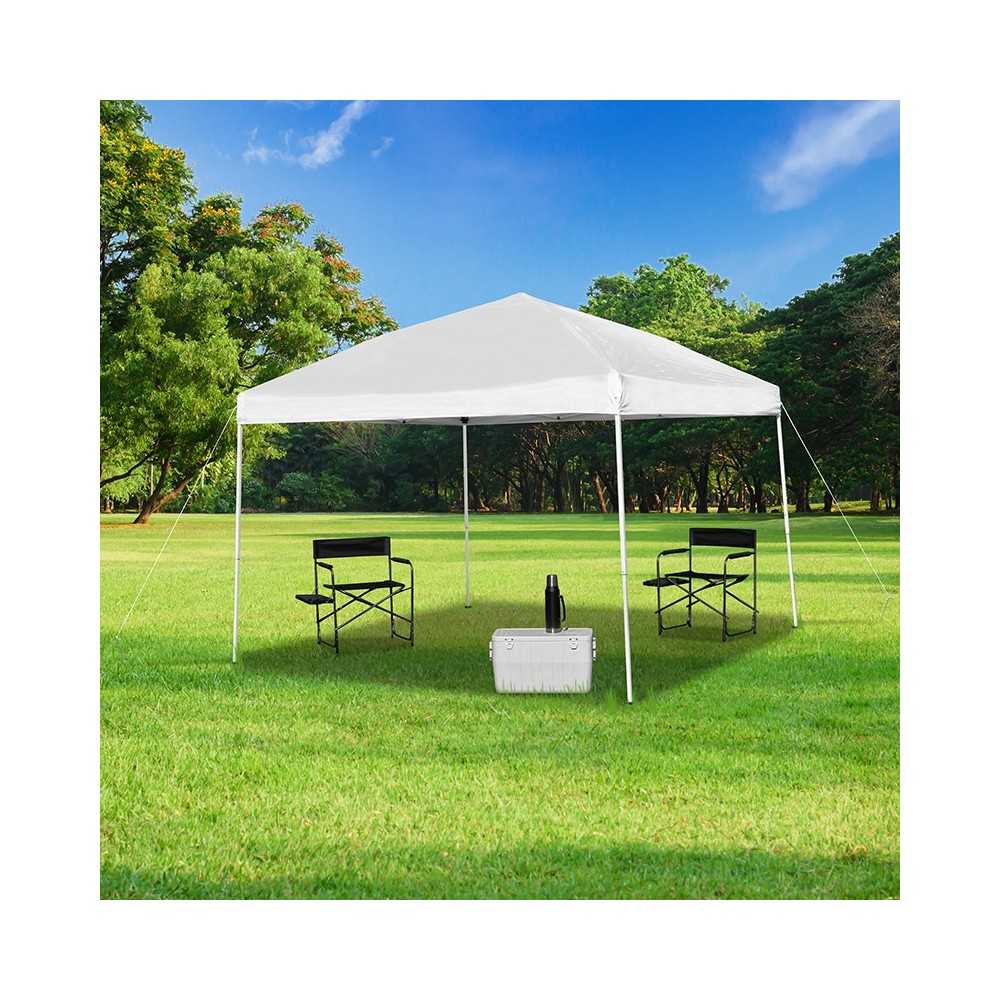 10'x10' White Outdoor Pop Up Event Slanted Leg Canopy Tent with Carry Bag