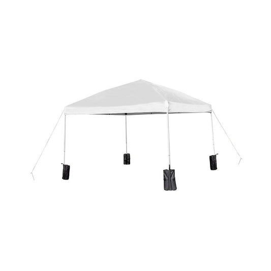 10'x10' White Pop Up Event Straight Leg Canopy Tent with Sandbags and Wheeled Case