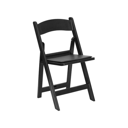 1000 lb. Capacity Black Resin Folding Chair with Black Vinyl Padded Seat