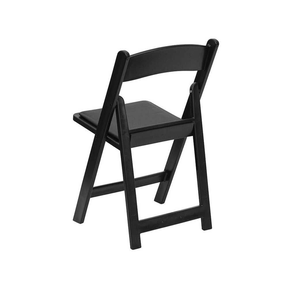 1000 lb. Capacity Black Resin Folding Chair with Black Vinyl Padded Seat
