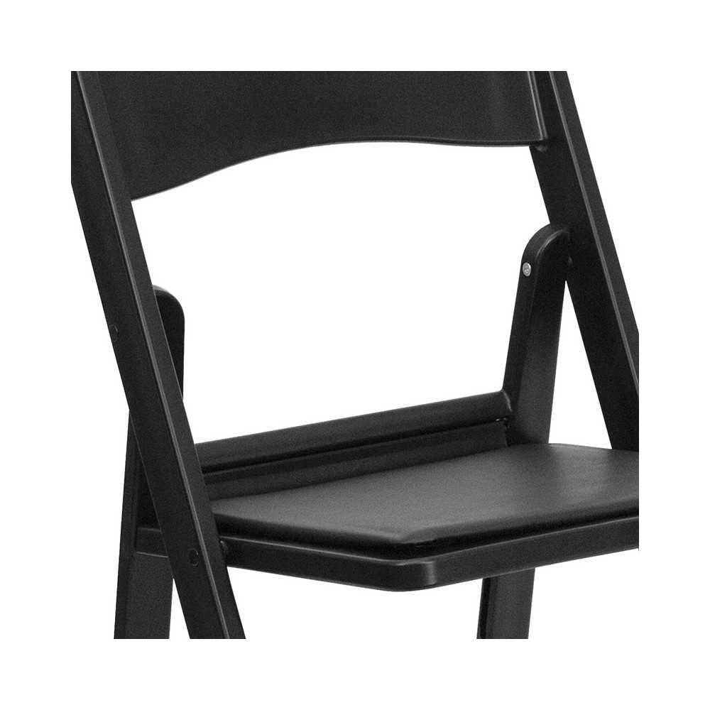 1000 lb. Capacity Black Resin Folding Chair with Black Vinyl Padded Seat