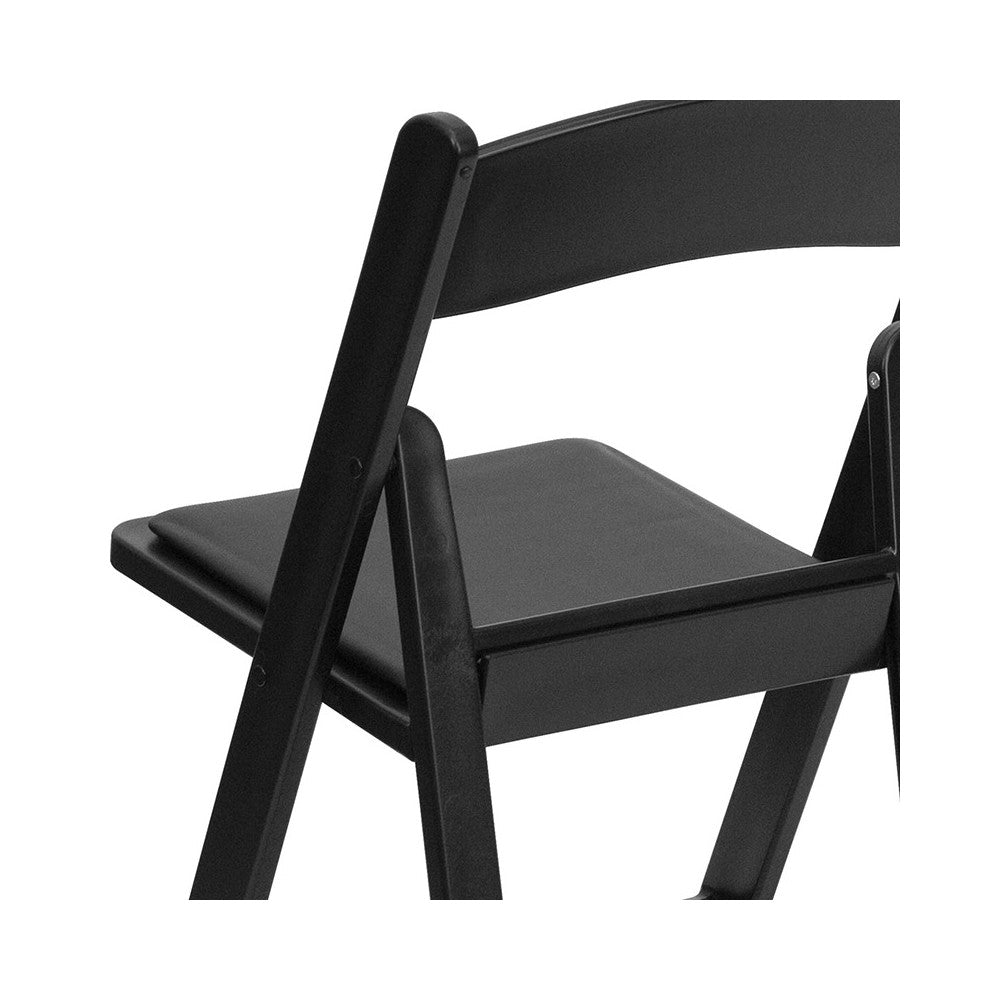 1000 lb. Capacity Black Resin Folding Chair with Black Vinyl Padded Seat