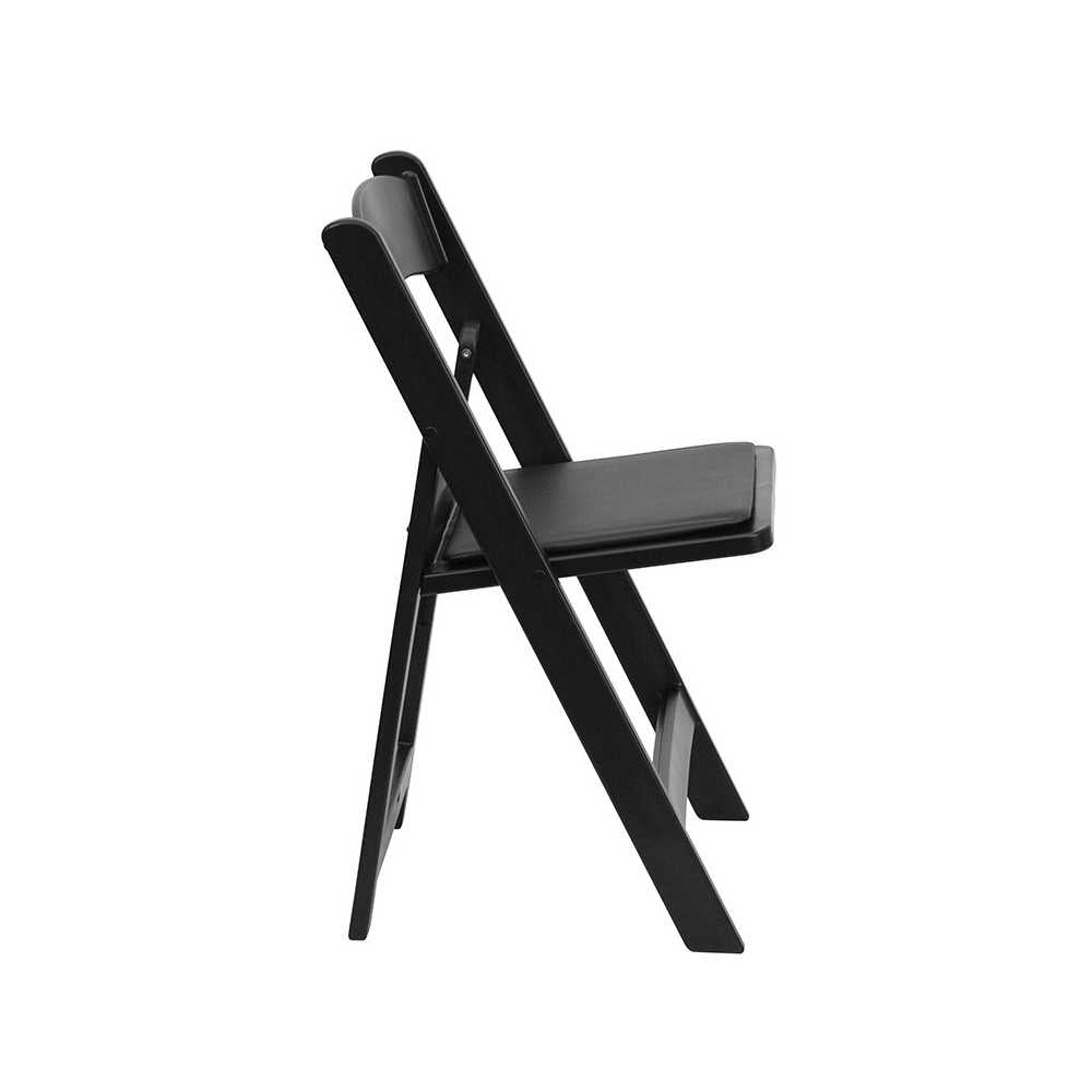 1000 lb. Capacity Black Resin Folding Chair with Black Vinyl Padded Seat