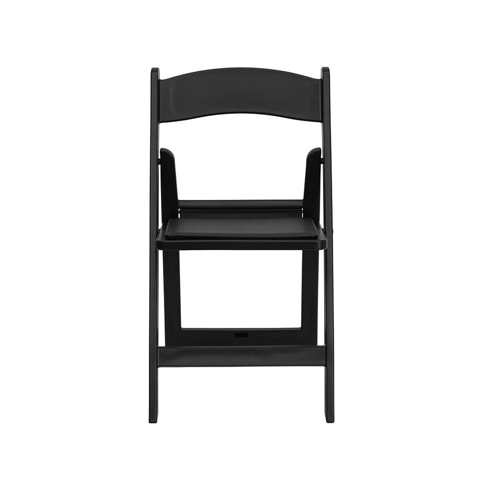 1000 lb. Capacity Black Resin Folding Chair with Black Vinyl Padded Seat