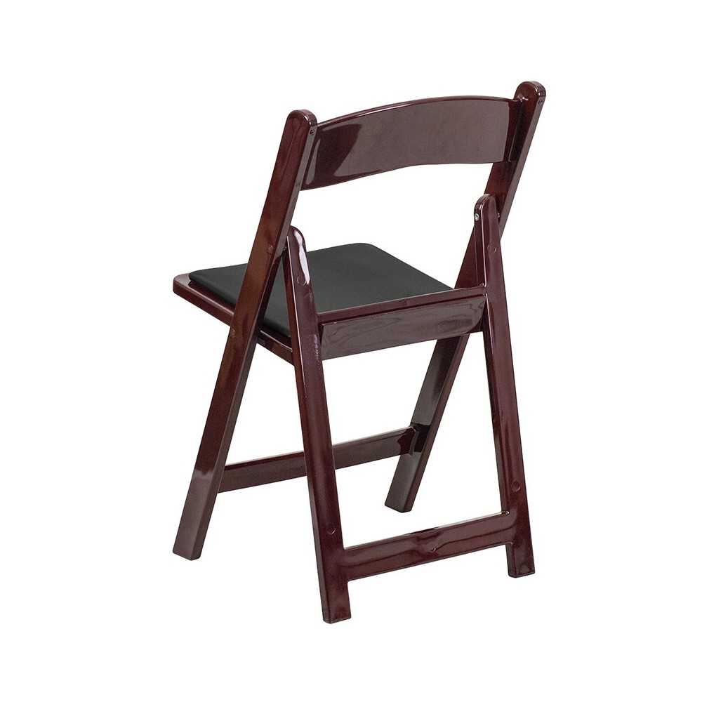 1000 lb. Capacity Red Mahogany Resin Folding Chair with Black Vinyl Padded Seat