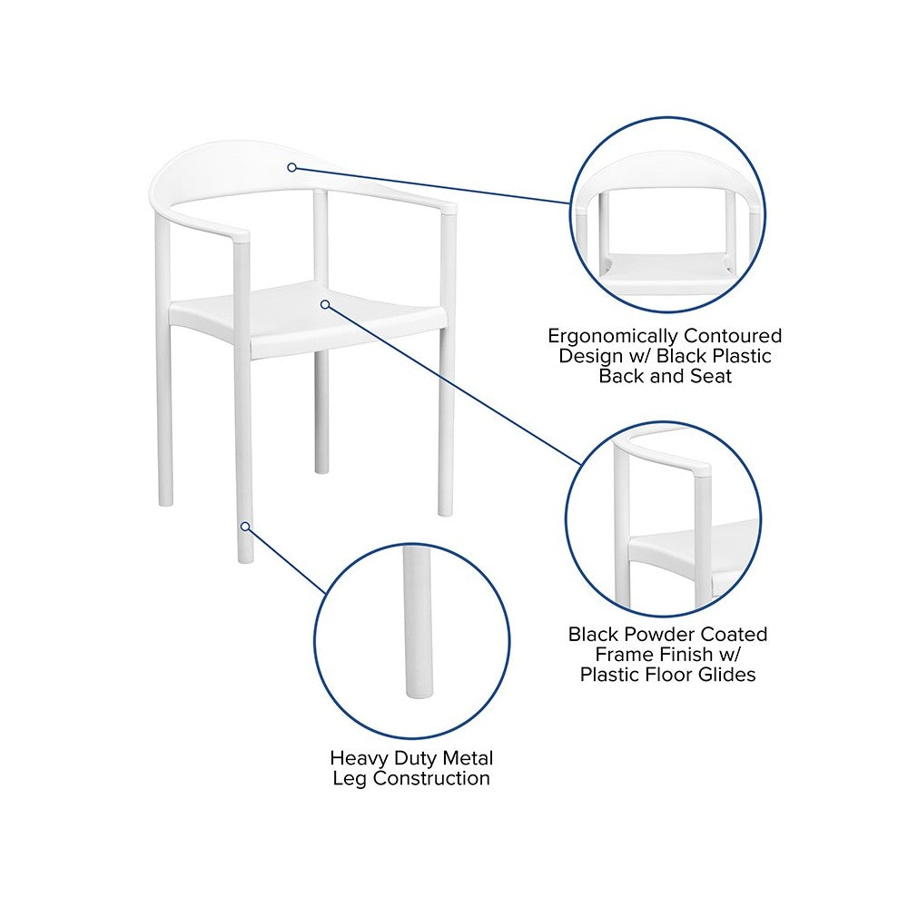 1000 lb. Capacity White Plastic Cafe Stack Chair