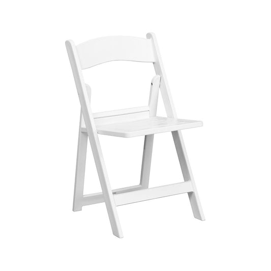 1000 lb. Capacity White Resin Folding Chair with Slatted Seat