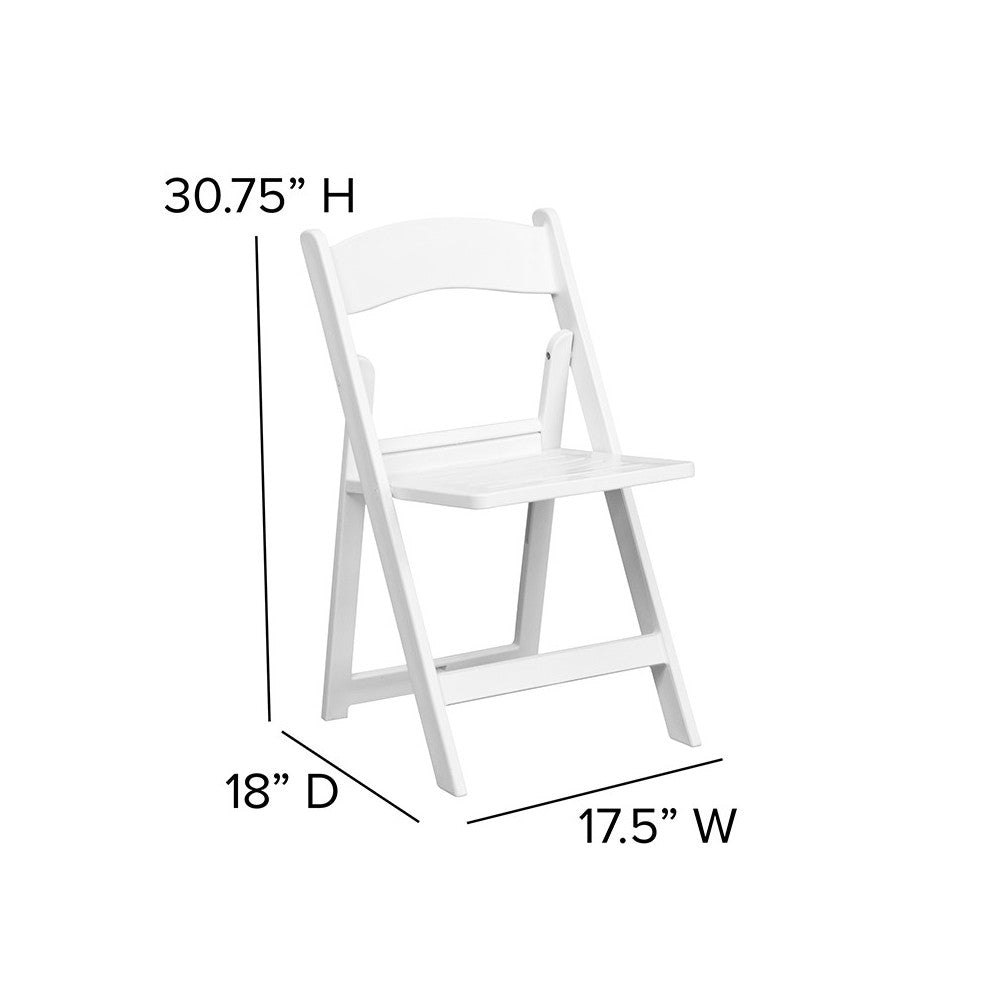 1000 lb. Capacity White Resin Folding Chair with Slatted Seat