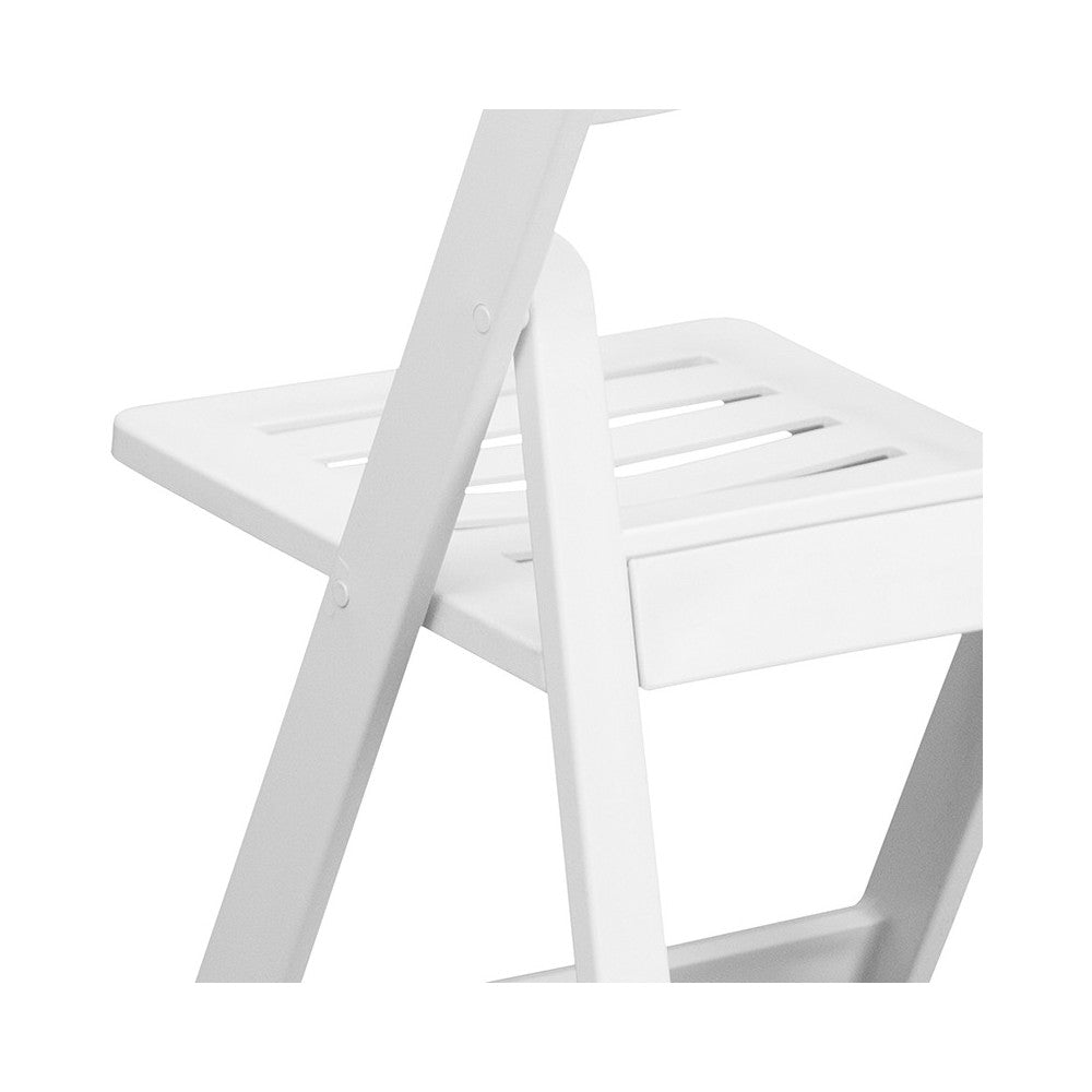 1000 lb. Capacity White Resin Folding Chair with Slatted Seat