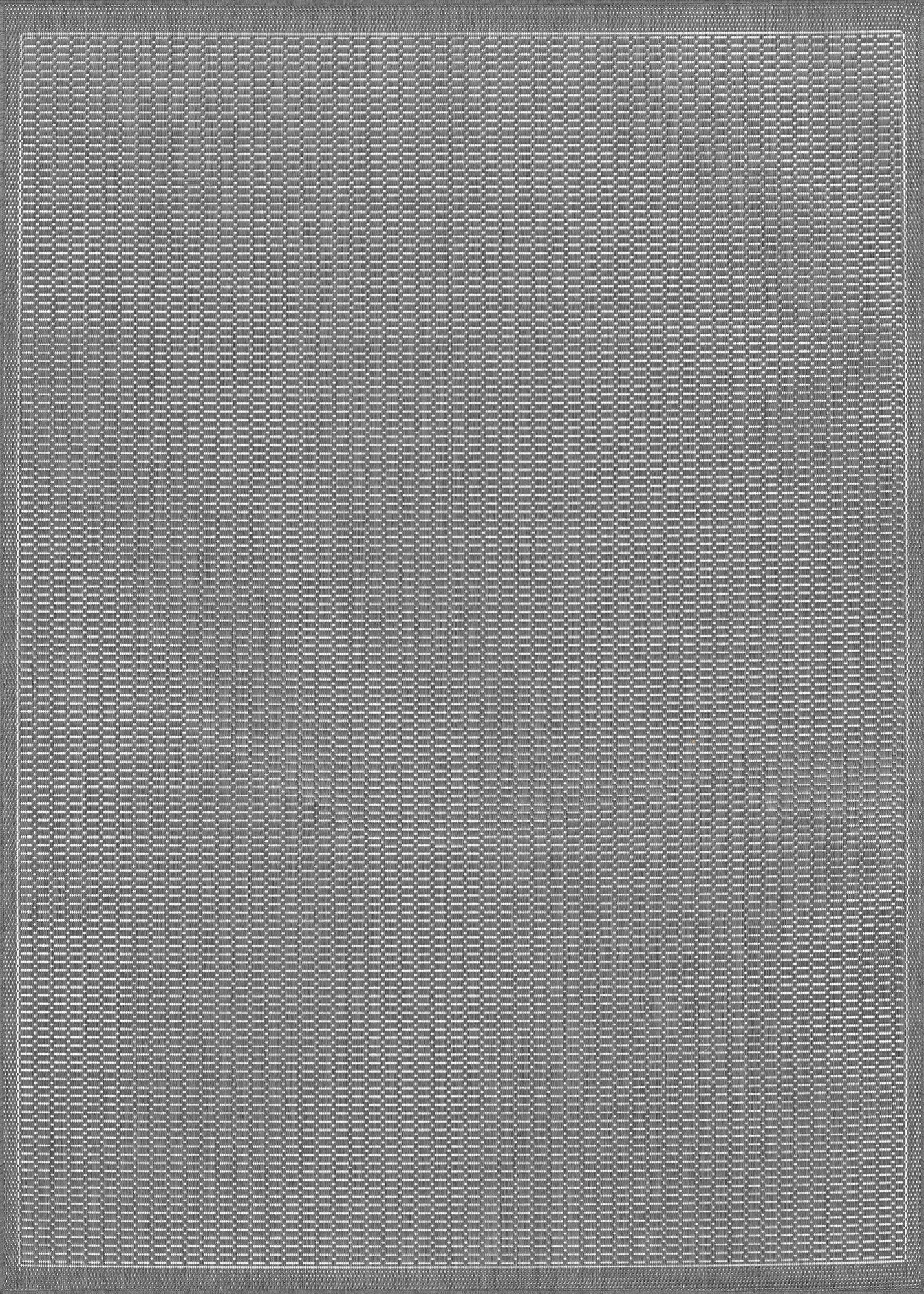 Couristan Recife Saddlestitch Grey-White Round Rug 7'6" x 7'6"