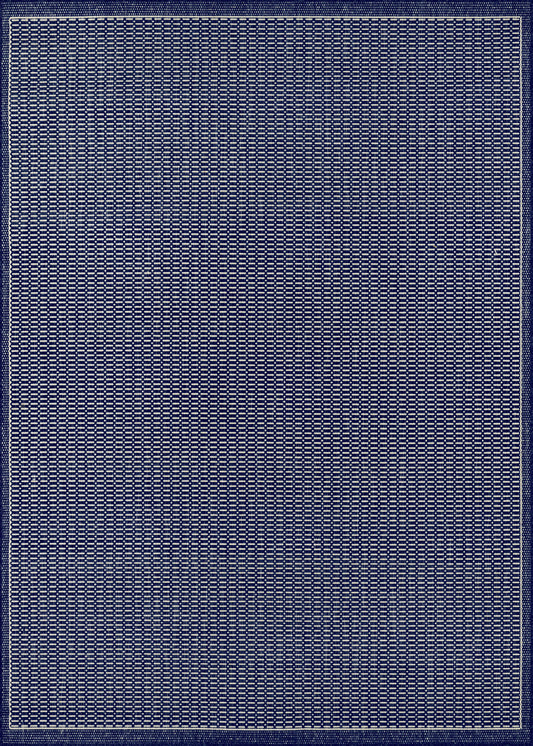 Couristan Recife Saddlestitch Ivory-Indigo Round Rug 8'6" x 8'6"