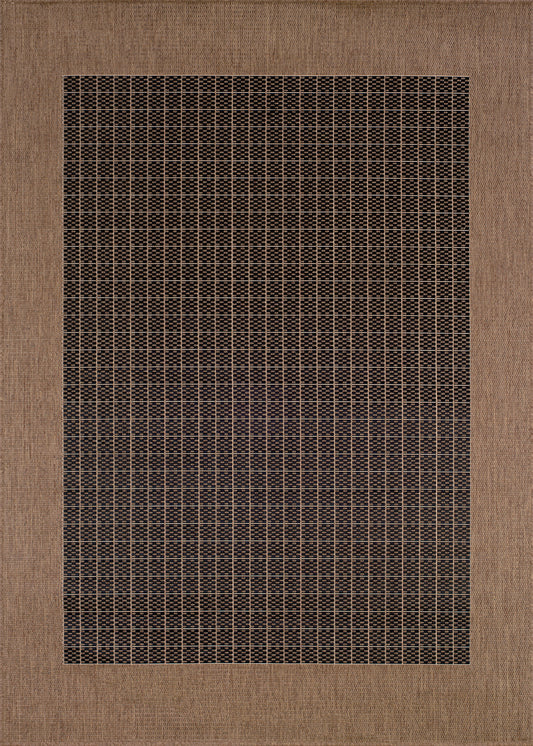 Couristan Recife Checkered Field Black-Cocoa Runner Rug 2'3" x 11'9"