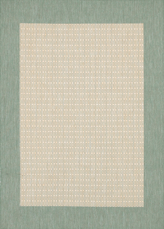 Couristan Recife Checkered Field Natural-Green Round Rug 7'6" x 7'6"