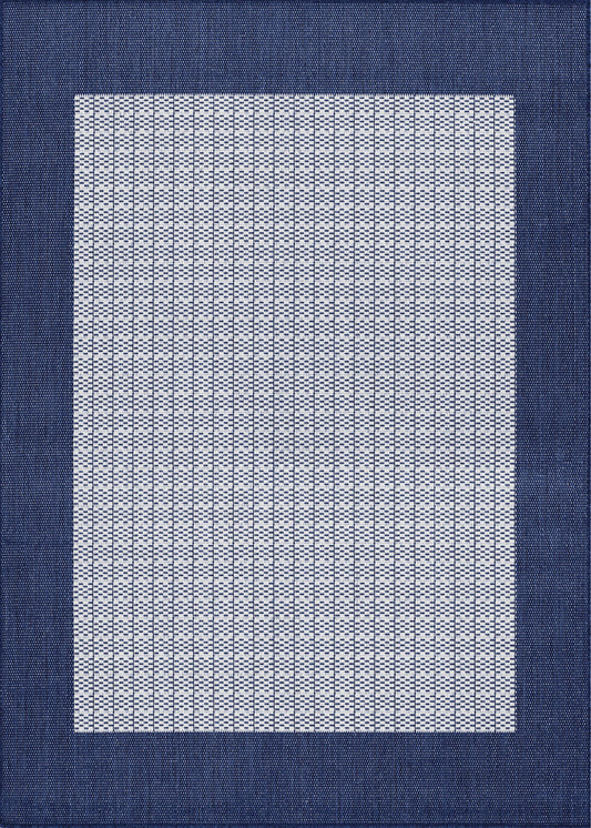 Couristan Recife Checkered Field Ivory-Indigo Round Rug 7'6" x 7'6"