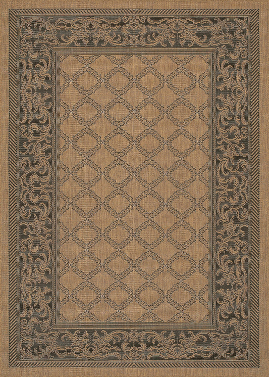 Couristan Recife Garden Lattice Cocoa-Black Round Rug 7'6" x 7'6"