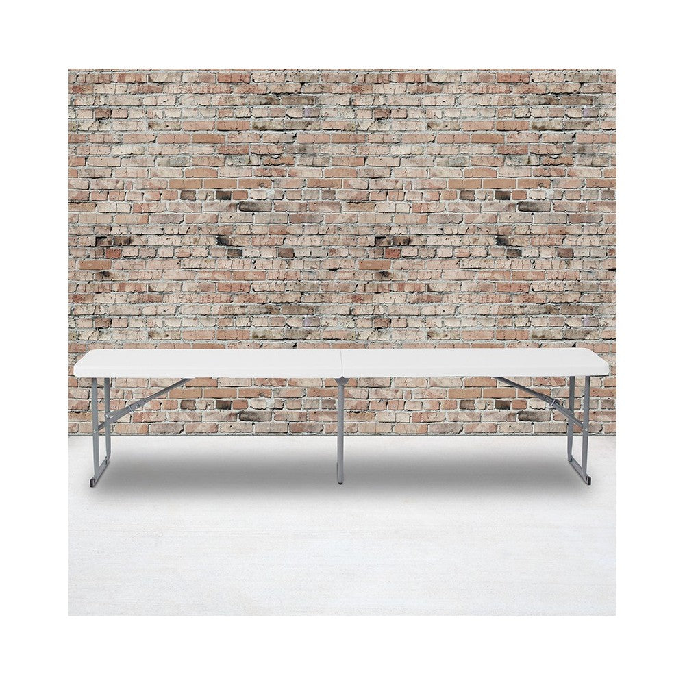 10.25''W x 71''L Bi-Fold Granite White Plastic Bench with Carrying Handle