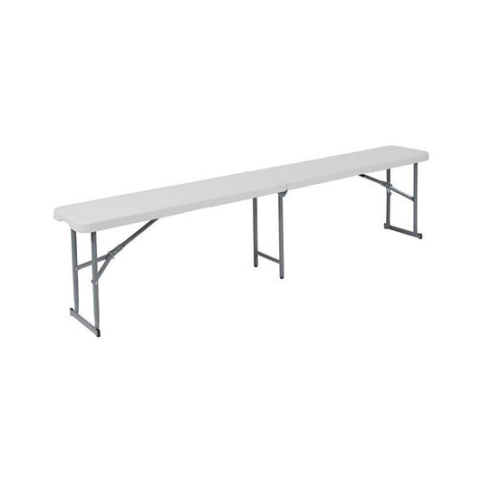 10.25''W x 71''L Bi-Fold Granite White Plastic Bench with Carrying Handle