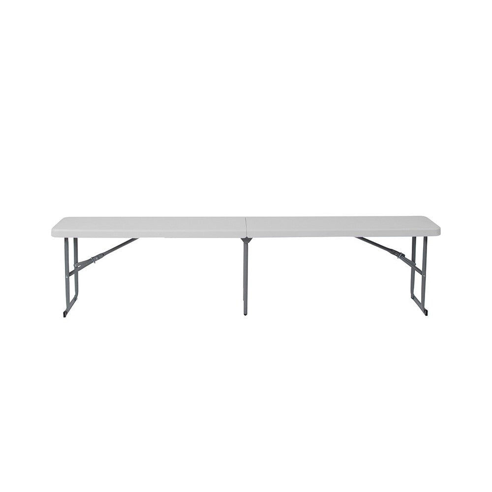 10.25''W x 71''L Bi-Fold Granite White Plastic Bench with Carrying Handle
