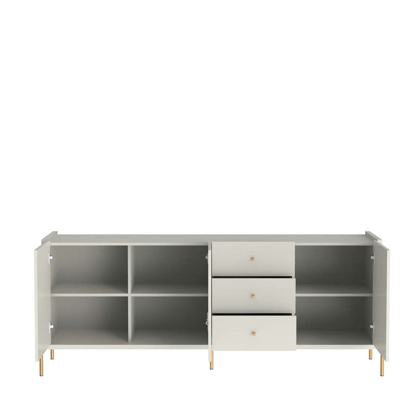 Jasper 72.51" Sideboard with Steel Gold Legs in Off White Matte