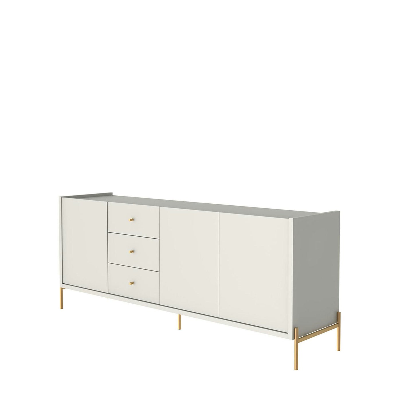 Jasper 72.51" Sideboard with Steel Gold Legs in Off White Matte