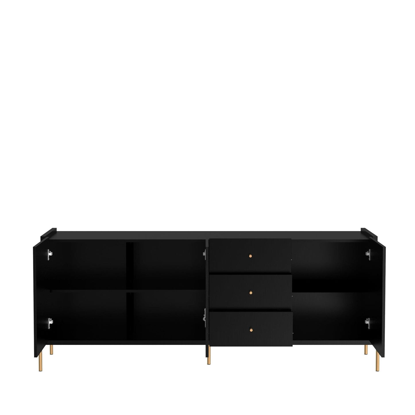 Jasper 72.51" Sideboard with Steel Gold Legs in Black Pro Touch