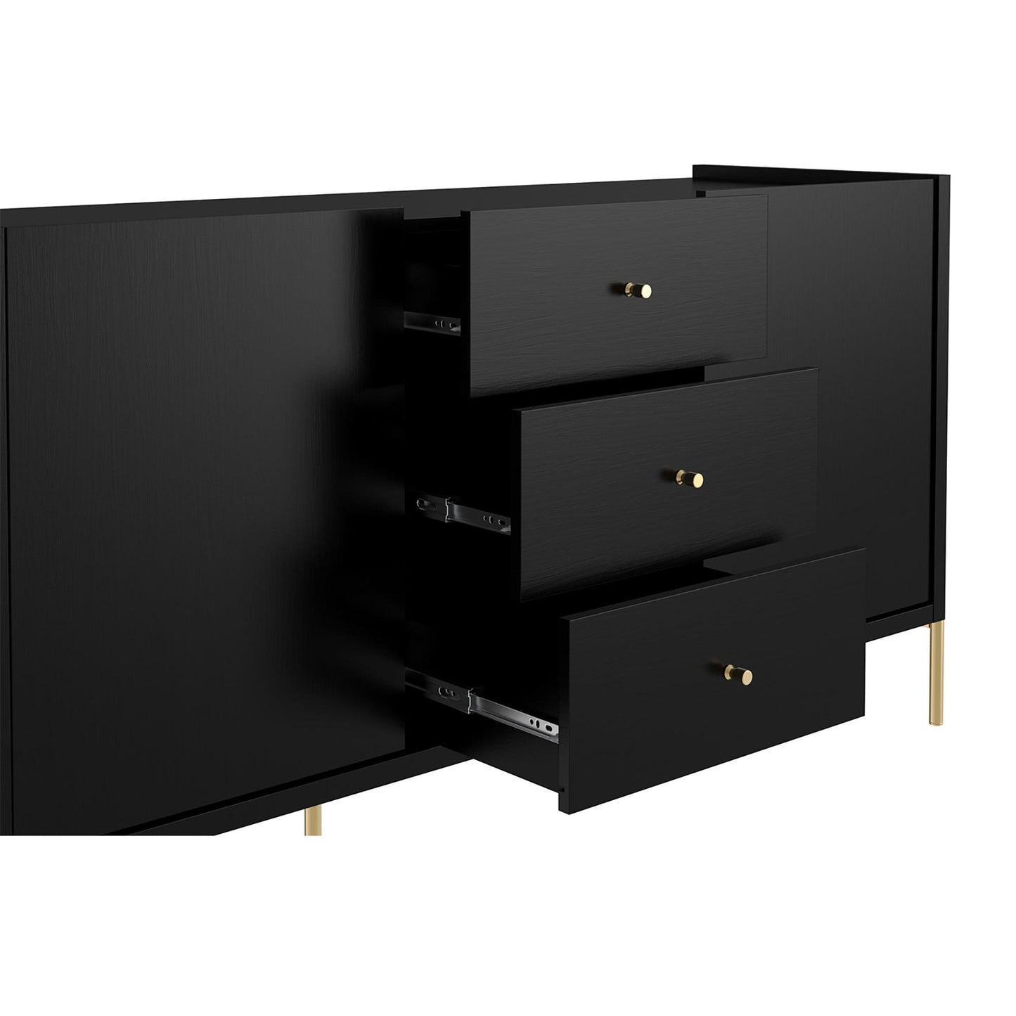 Jasper 72.51" Sideboard with Steel Gold Legs in Black Pro Touch