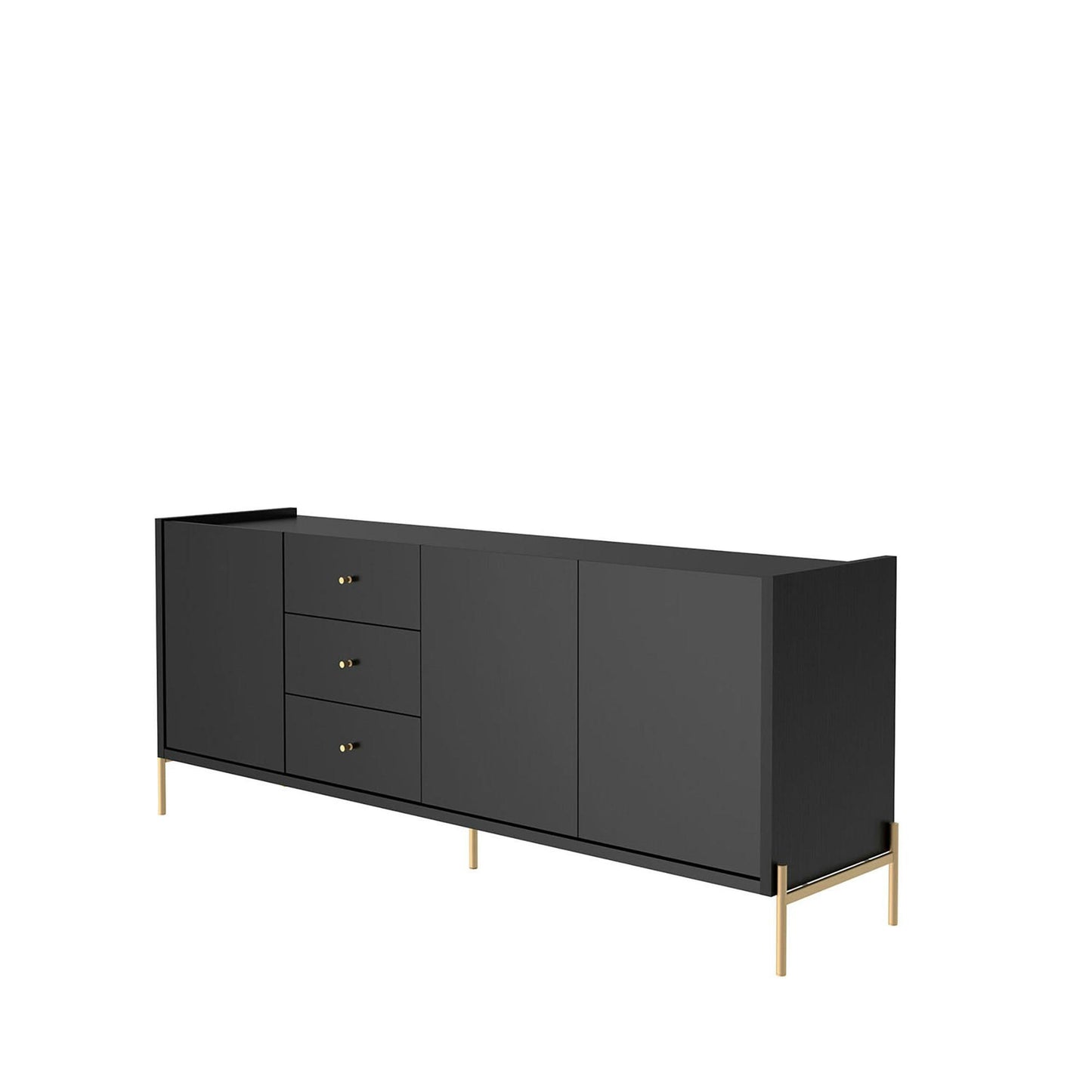 Jasper 72.51" Sideboard with Steel Gold Legs in Black Pro Touch