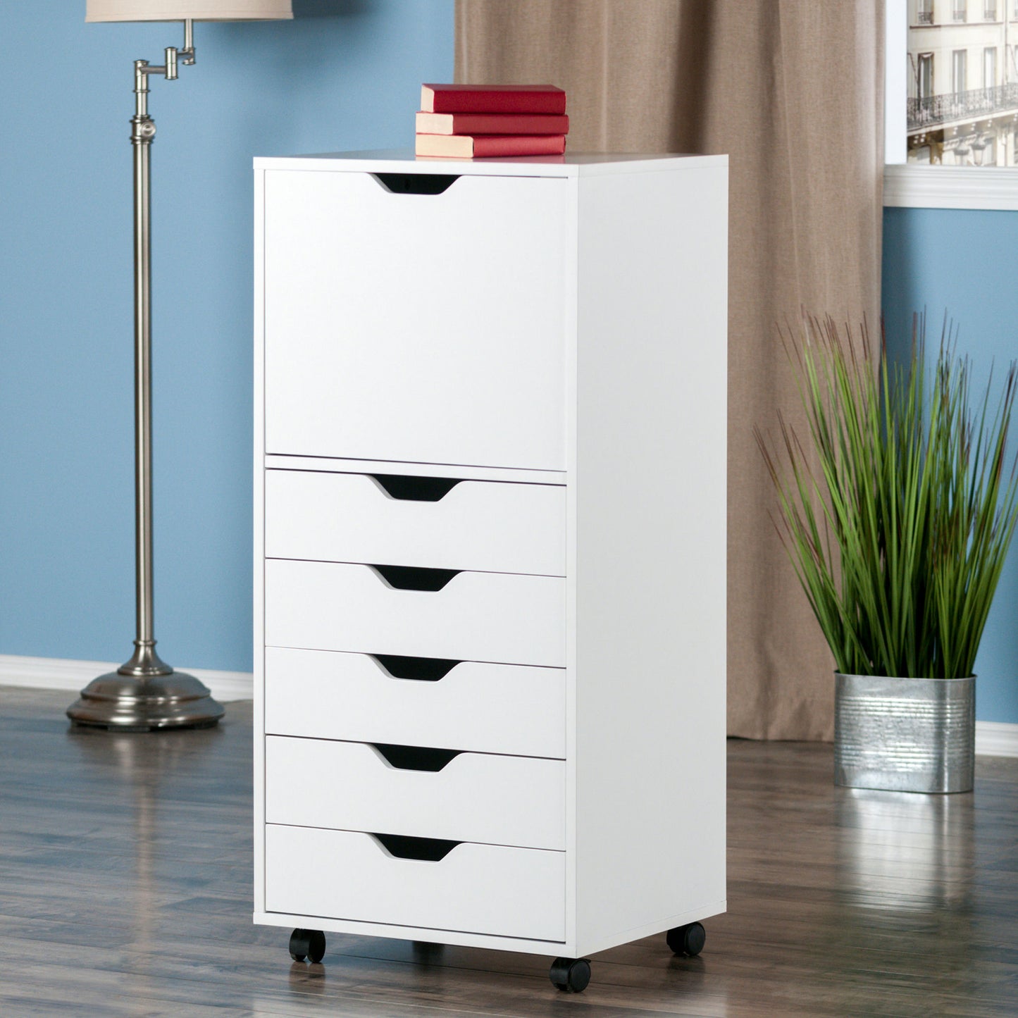 Halifax Tall Storage Cabinet, 5-Drawer, White