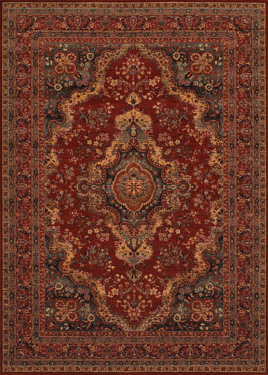 Couristan Old World Classic Kerman Medallion Burgundy Rug 9'10" x 13'9"