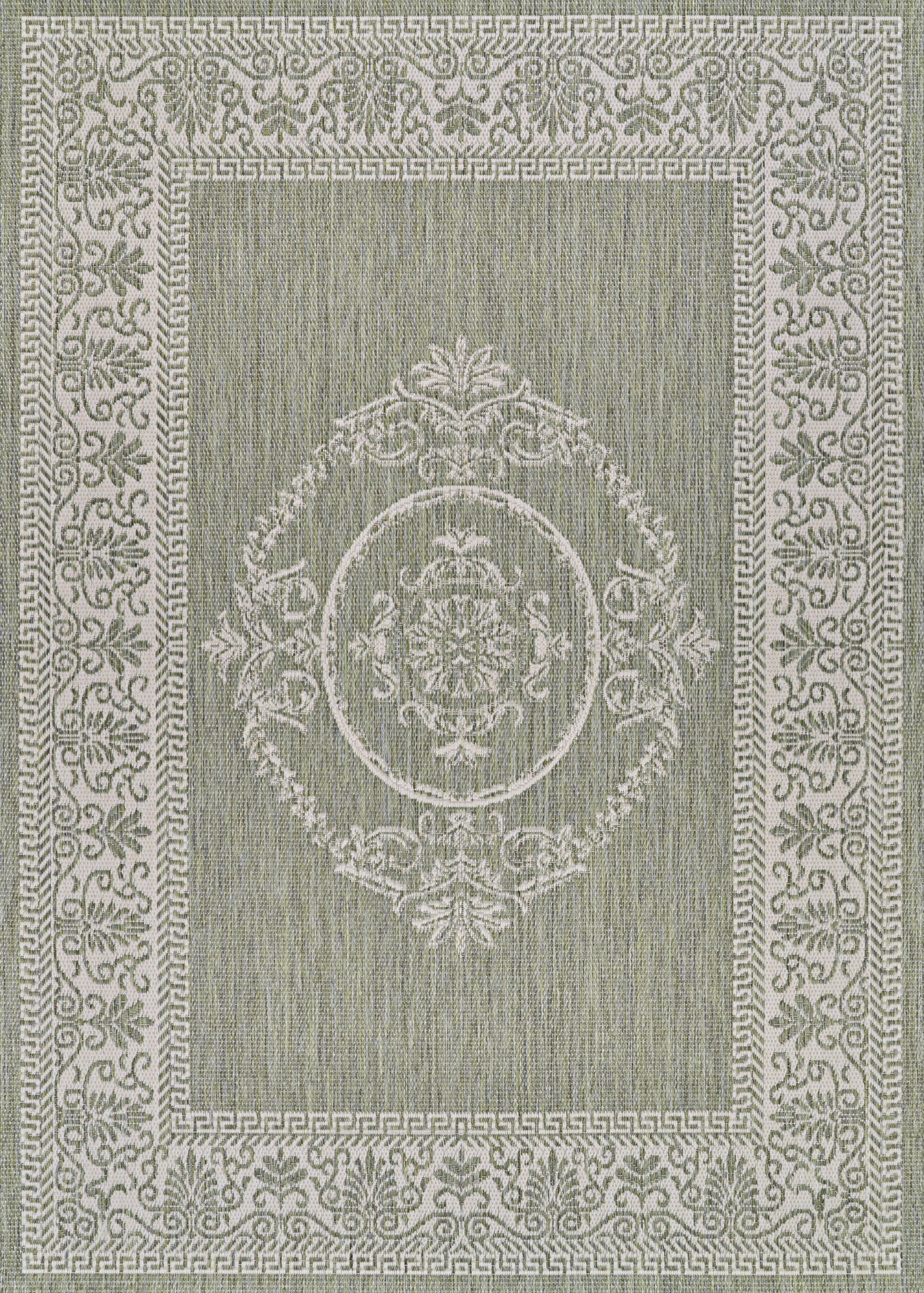 Couristan Recife Antique Medallion Sage Leaf-Ivory Rug 2' x 3'7"