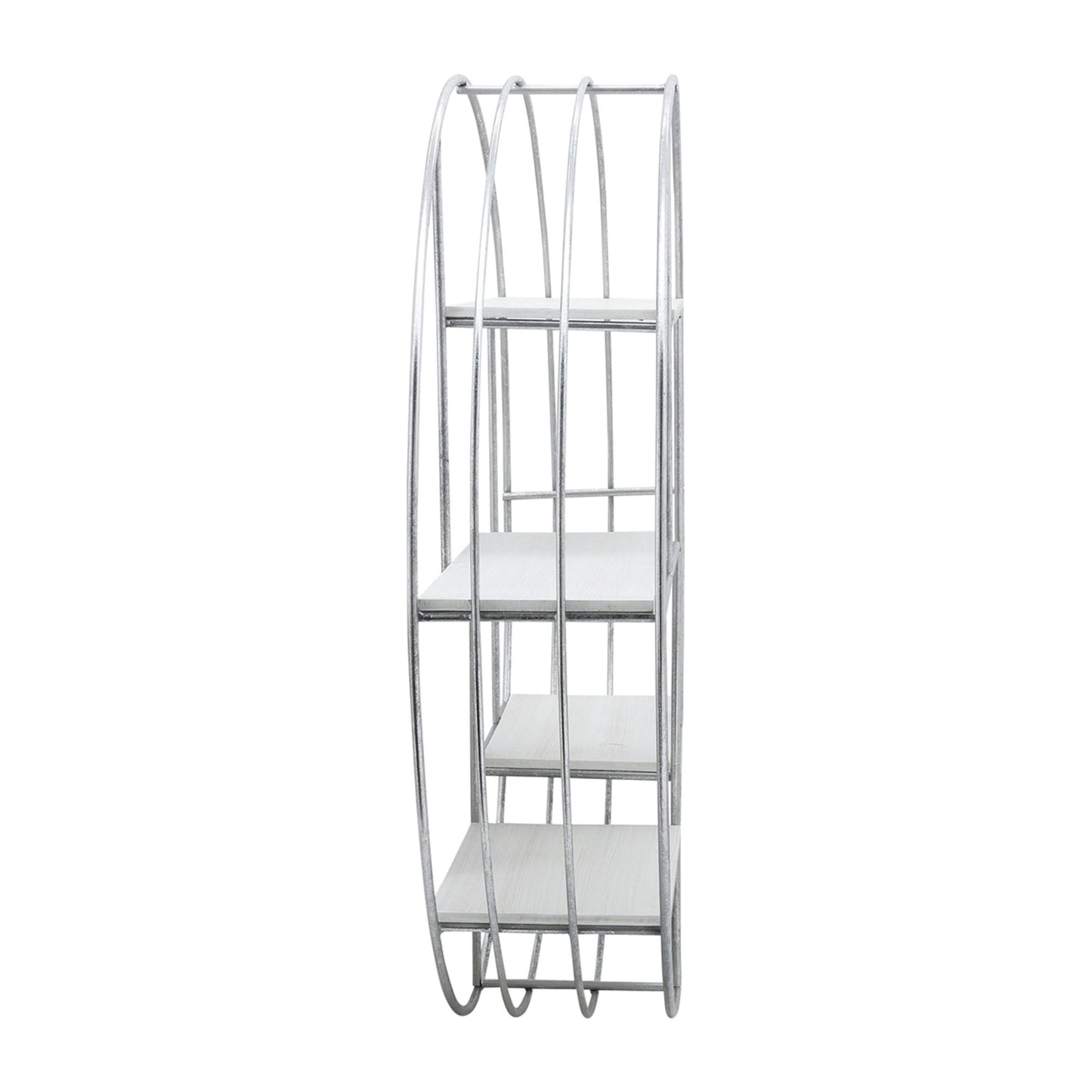 Round Wood/metal Wall Shelf White/silver