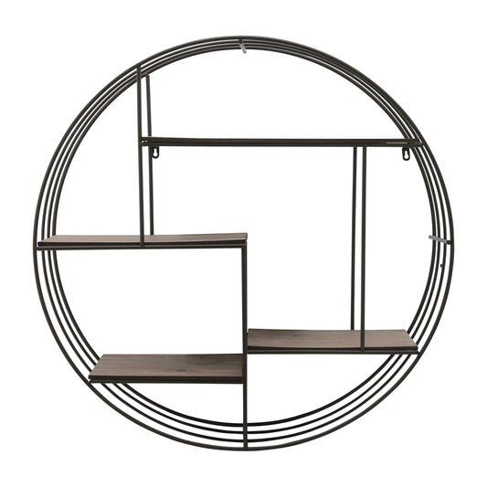 Round Wood/metal Wall Shelf