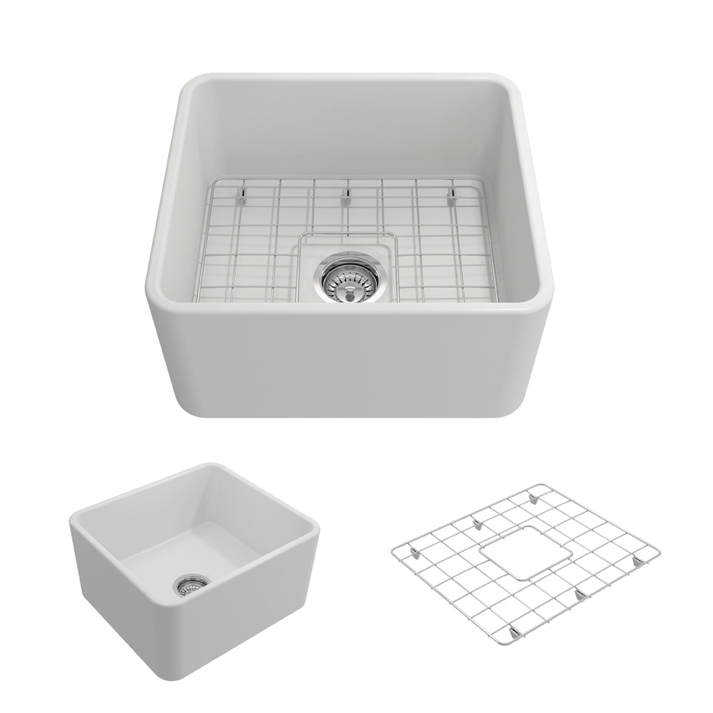 Classico Farmhouse Apron Front Fireclay 20" Single Bowl Kitchen Sink Matte White