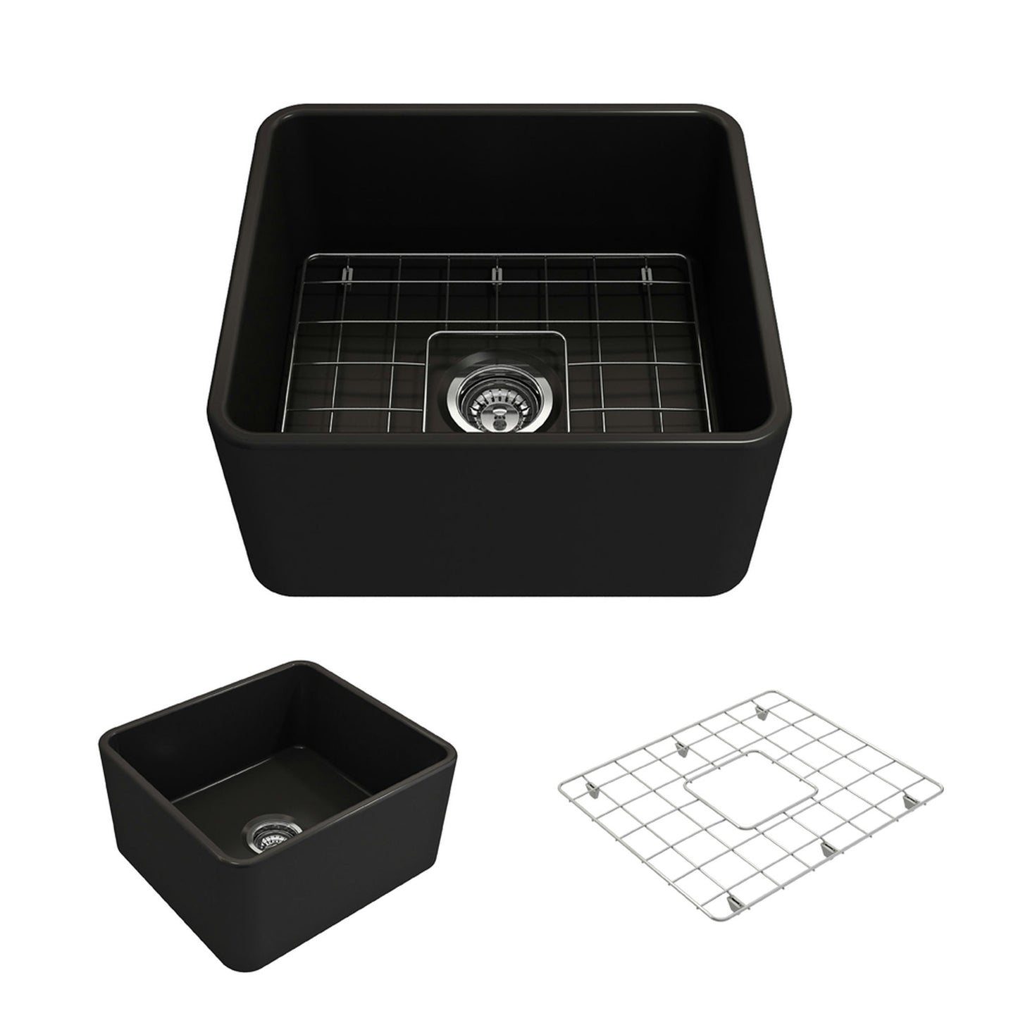 Classico Farmhouse Apron Front Fireclay 20" Single Bowl Kitchen Sink Matte Black