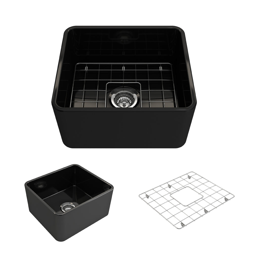 Classico Farmhouse Apron Front Fireclay 20" Single Bowl Kitchen Sink in Black