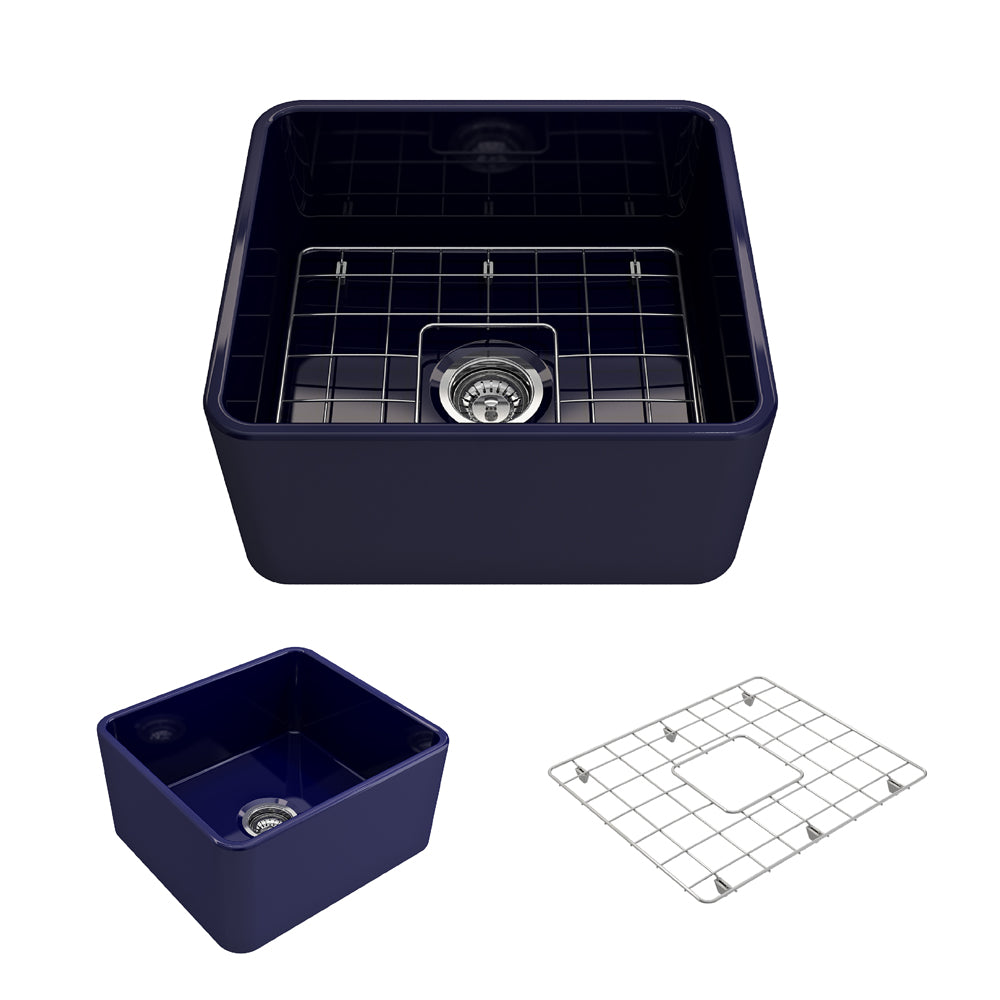 Classico Farmhouse Apron Front Fireclay 20" Single Bowl Kitchen Sink in Blue