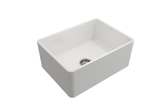 Classico Farmhouse Apron Front Fireclay 24" Single Bowl Kitchen Sink in White