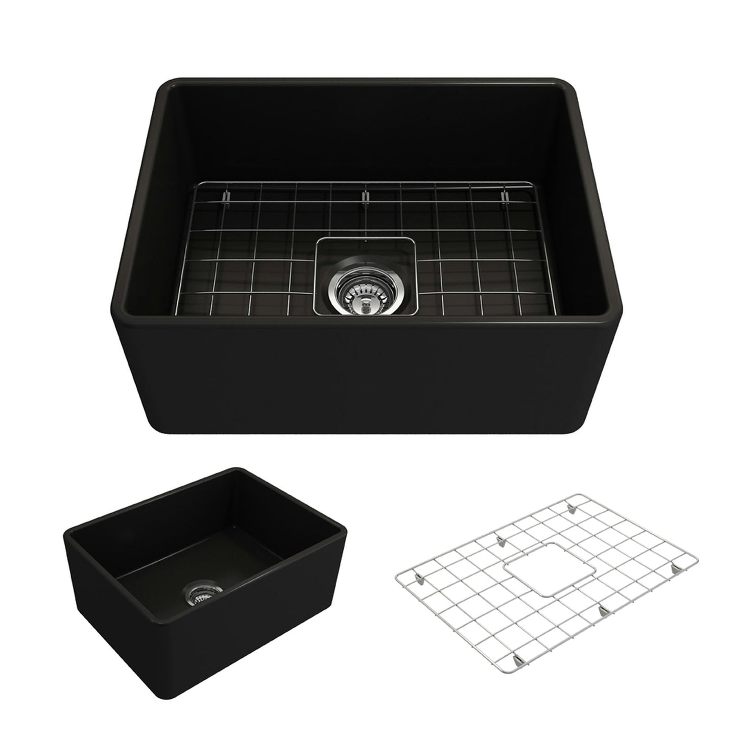 Classico Farmhouse Apron Front Fireclay 24" Single Bowl Kitchen Sink Matte Black