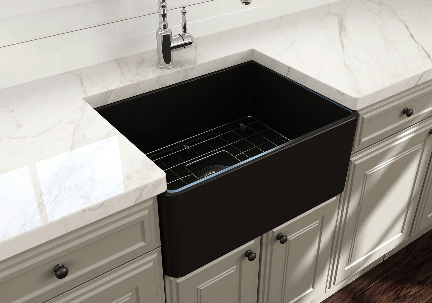 Classico Farmhouse Apron Front Fireclay 24" Single Bowl Kitchen Sink Matte Black