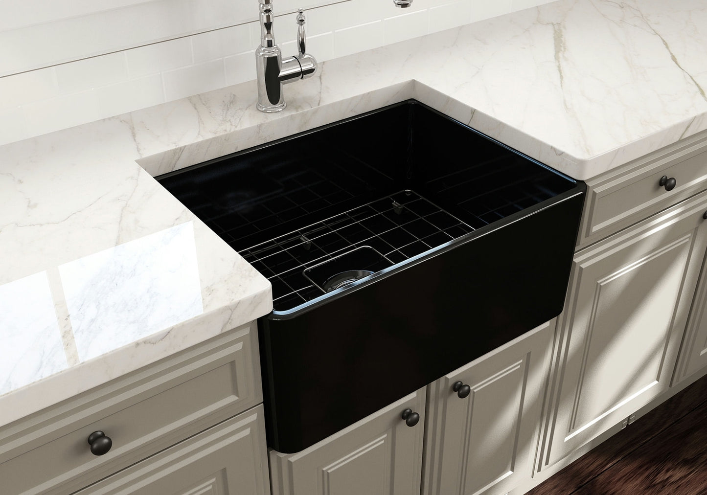 Classico Farmhouse Apron Front Fireclay 24" Single Bowl Kitchen Sink in Black