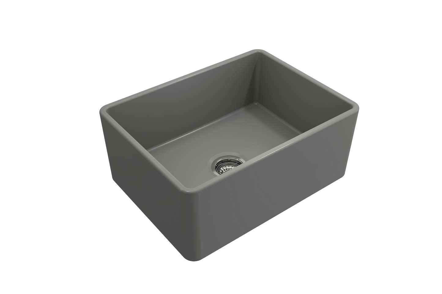 Classico Farmhouse Apron Front Fireclay 24" Single Bowl Kitchen Sink, Matte Gray