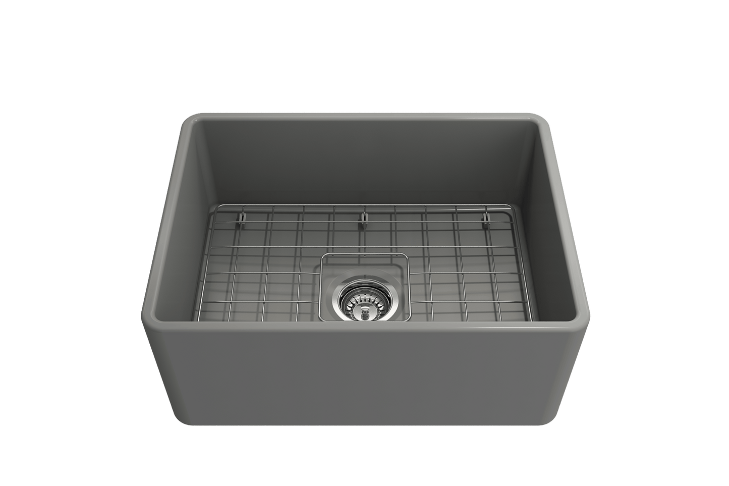 Classico Farmhouse Apron Front Fireclay 24" Single Bowl Kitchen Sink, Matte Gray